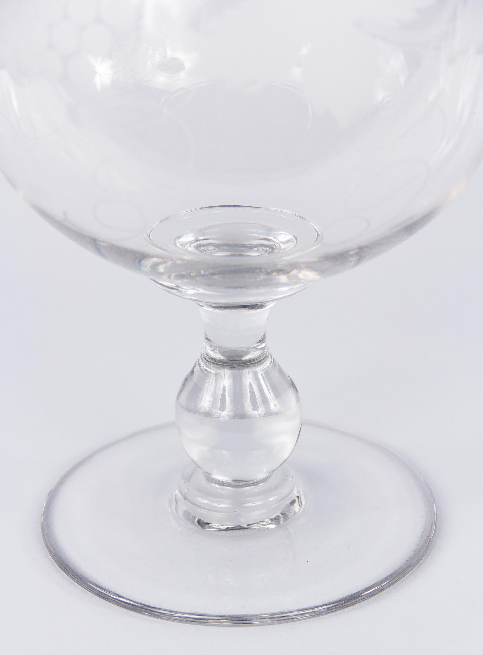 French Hand Blown Crystal Decorative Wine Glass, 20th Century For Sale 1