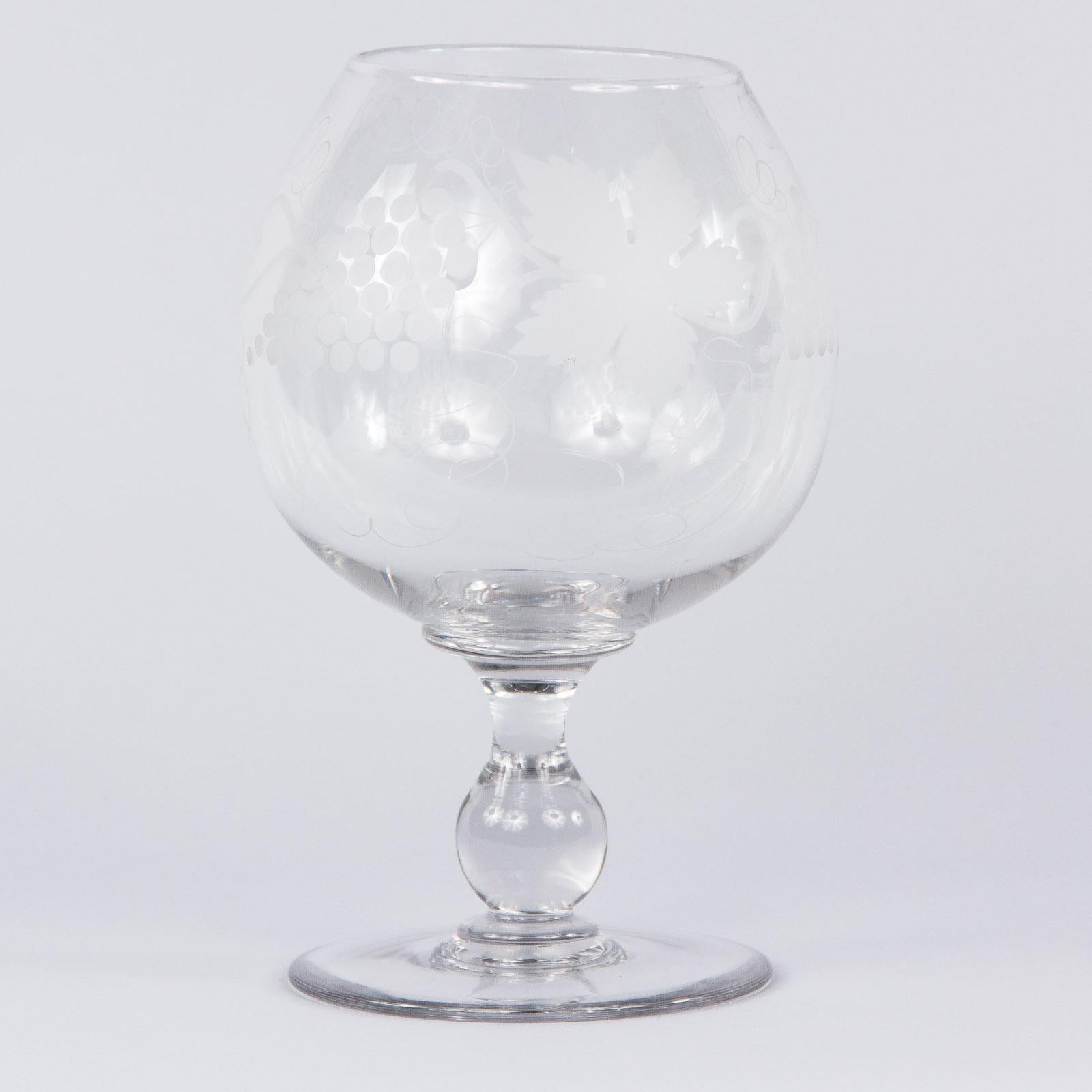 French Hand Blown Crystal Decorative Wine Glass, 20th Century For Sale 2