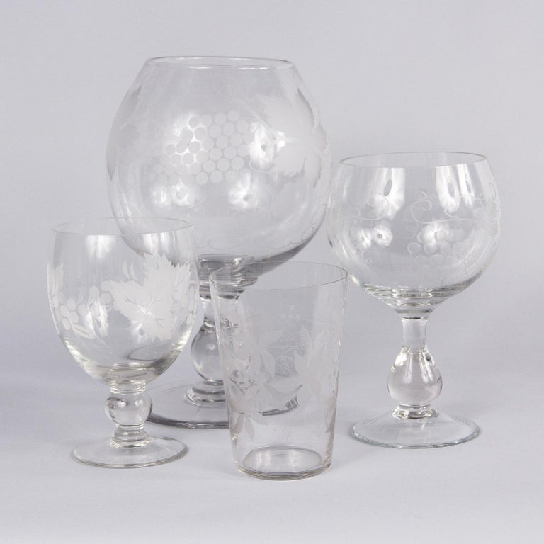 French Hand Blown Crystal Decorative Wine Glass, 20th Century For Sale at 1stDibs decorative