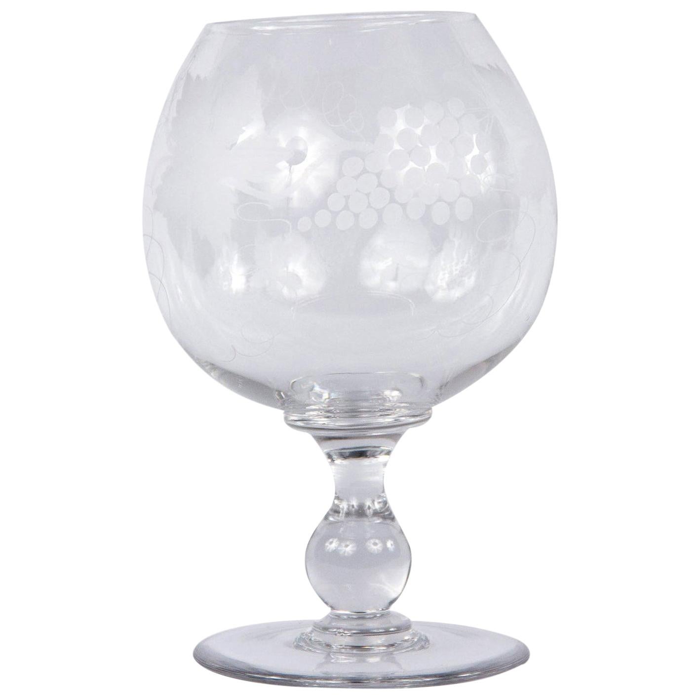 French Hand Blown Crystal Decorative Wine Glass, 20th Century For Sale