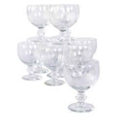 French Hand-Blown Crystal Glasses, Set of 10, 20th Century