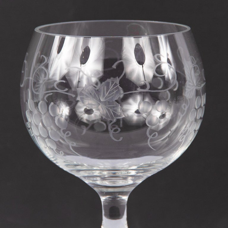 French Hand Blown Crystal Wine Glass, 20th Century at 1stDibs