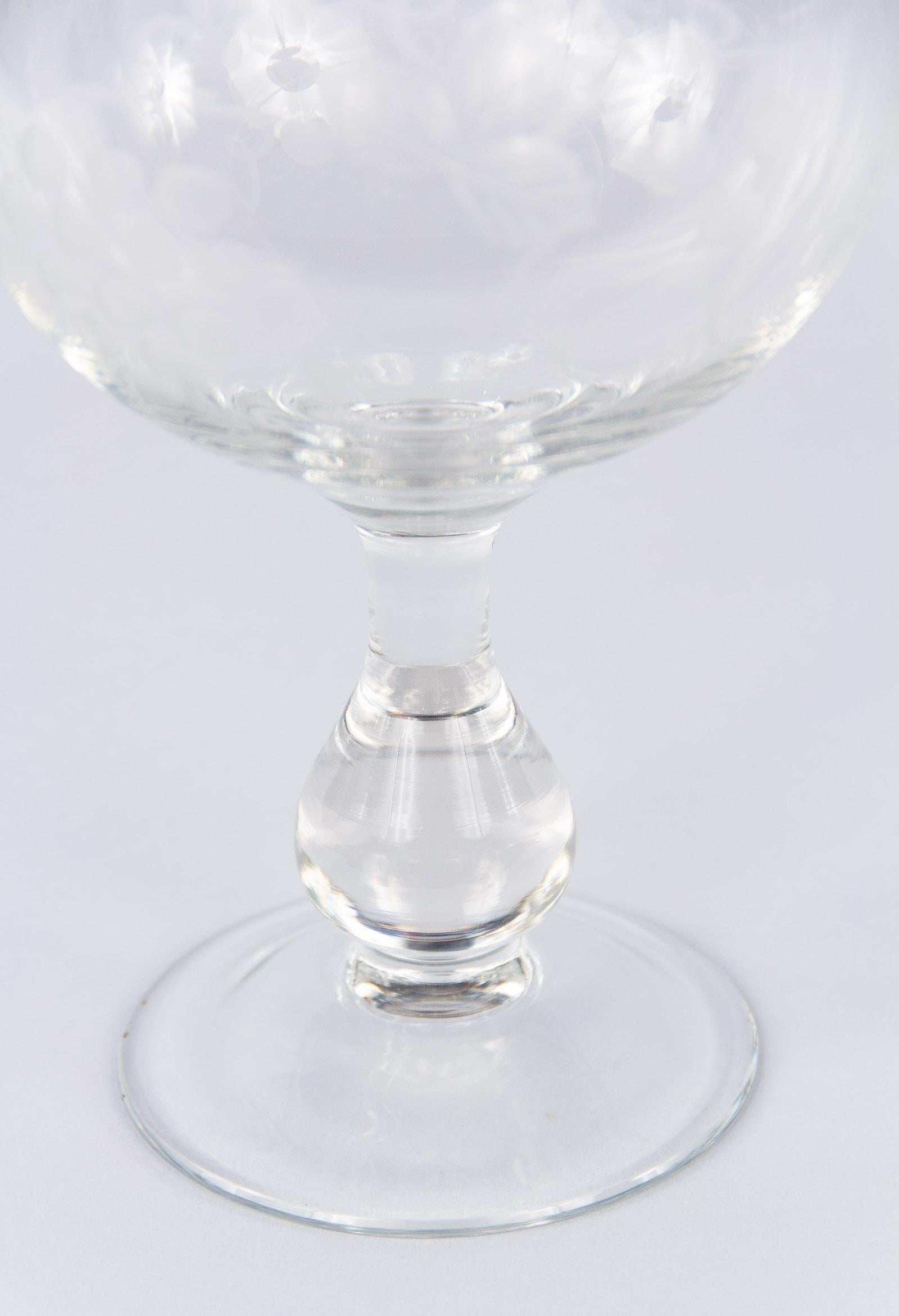 French Hand Blown Crystal Wine Glass, 20th Century 4