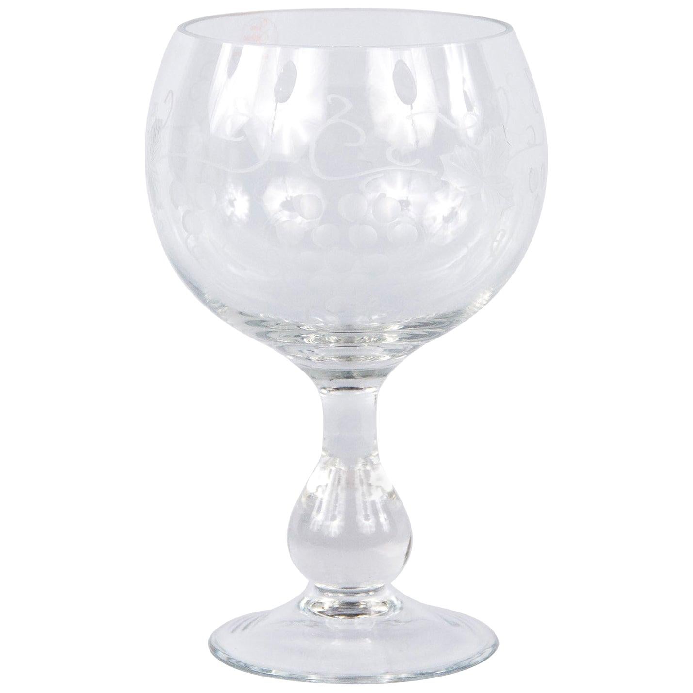 French Hand Blown Crystal Wine Glass, 20th Century