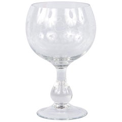 French Hand Blown Crystal Wine Glass, 20th Century