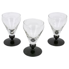 French Hand-Blown Glass and Bakelite Absinthe Glasses, 3 pieces, 1910s