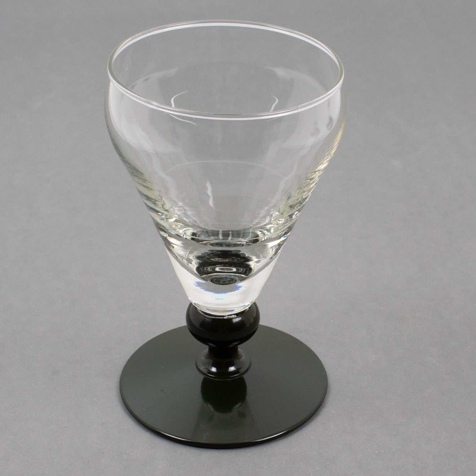 French Hand-Blown Glass and Bakelite Absinthe Glasses Set, 3 pieces, 1910s For Sale 1