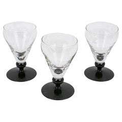 Antique French Hand-Blown Glass and Bakelite Absinthe Glasses Set, 3 pieces, 1910s