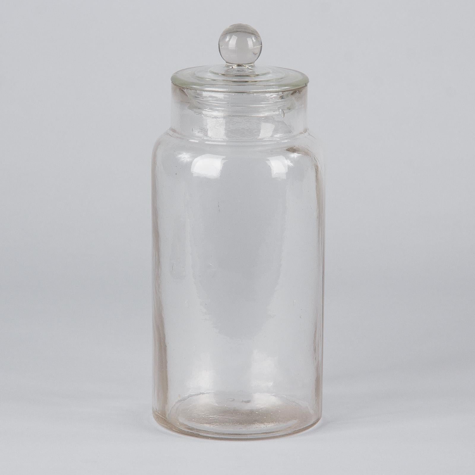 French Hand Blown Glass Candy Jar, 1930s 10