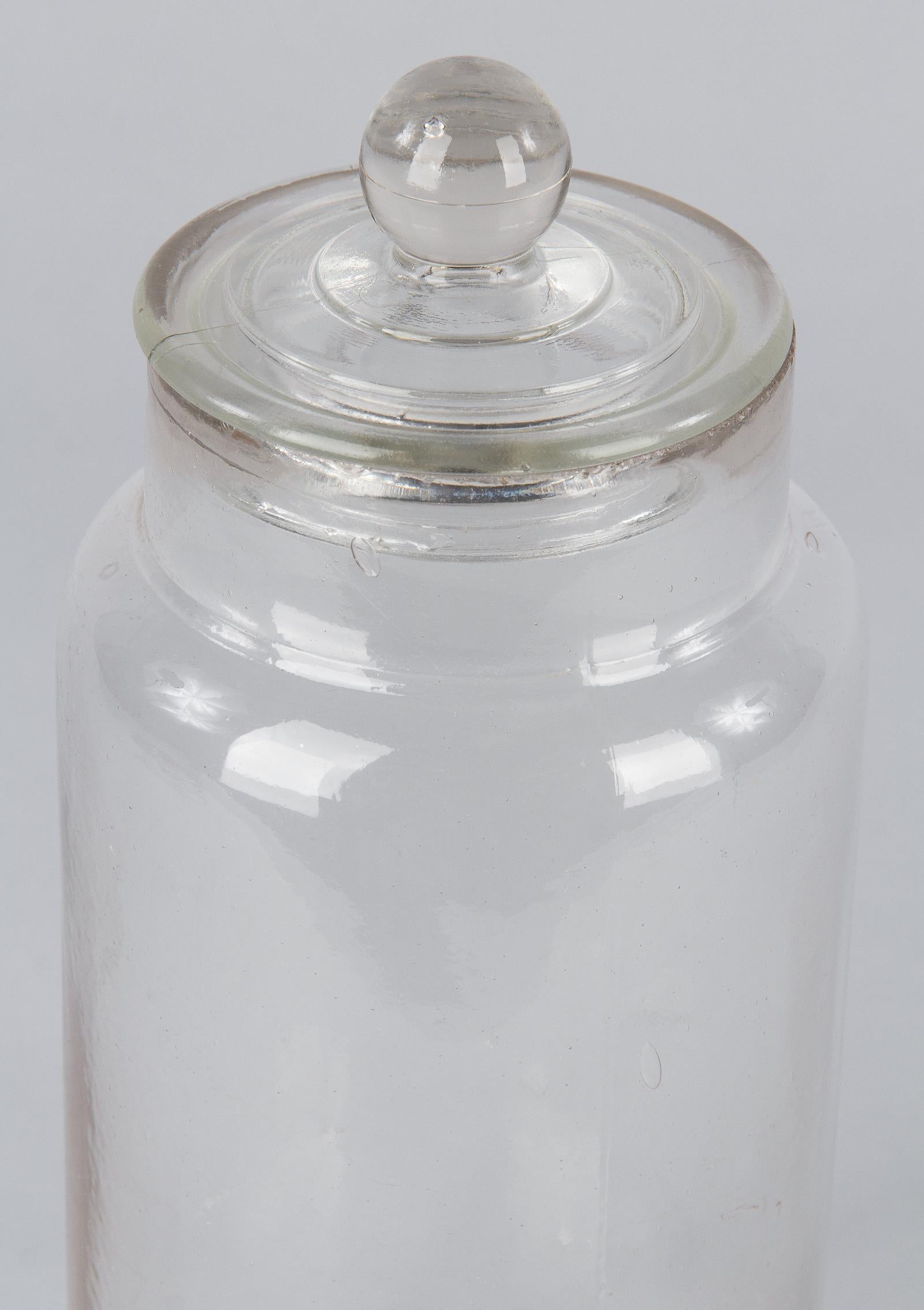 French Hand Blown Glass Candy Jar, 1930s In Good Condition In Austin, TX