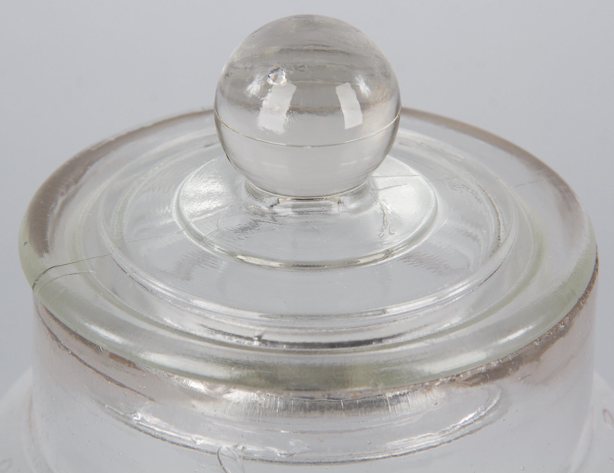 20th Century French Hand Blown Glass Candy Jar, 1930s