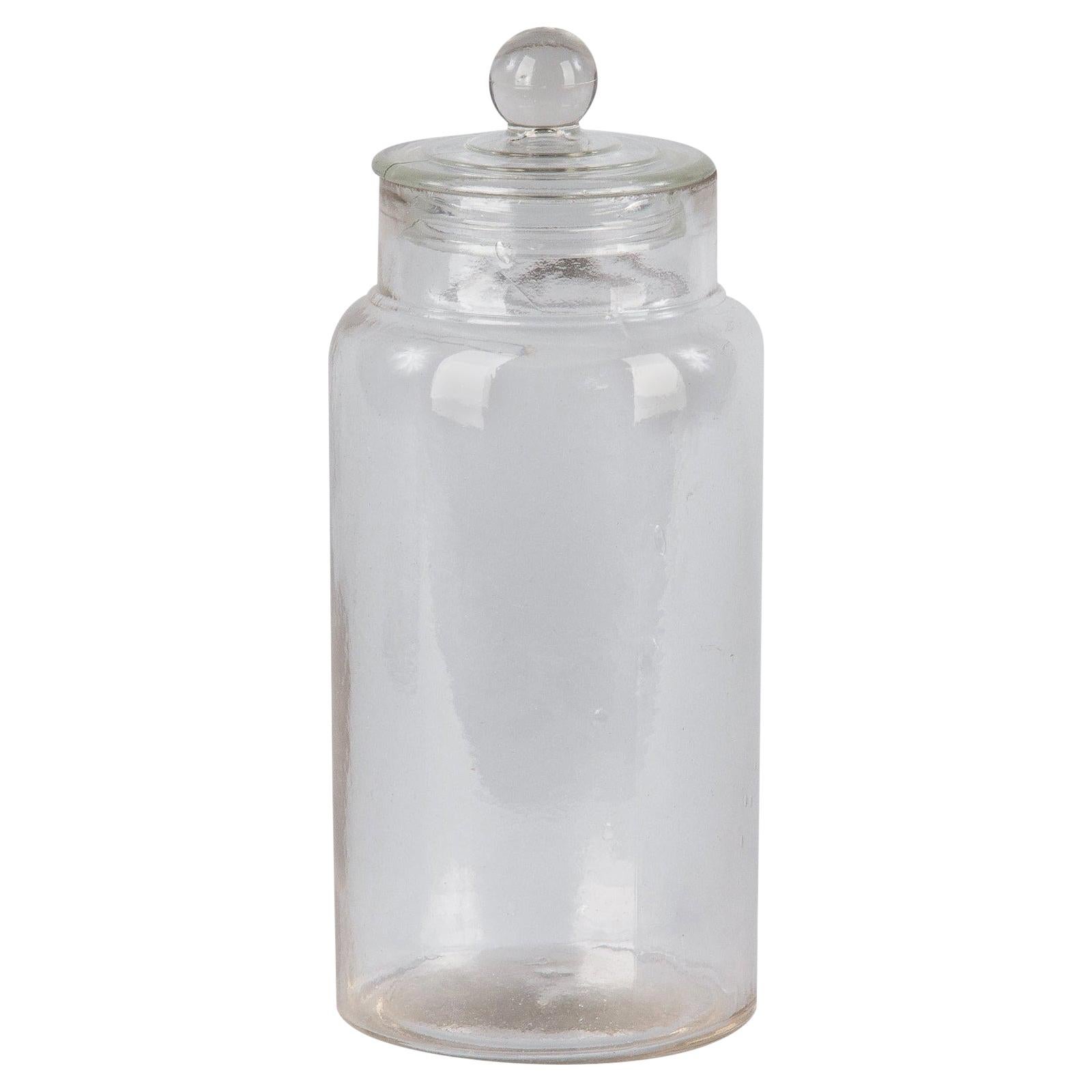 French Hand Blown Glass Candy Jar, 1930s