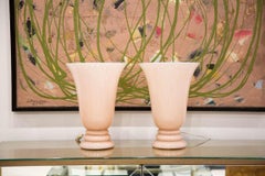 French Hand Blown Torchiere Lamps, Pair