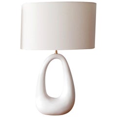 French Hand-Build Ceramic Lamp with Shade