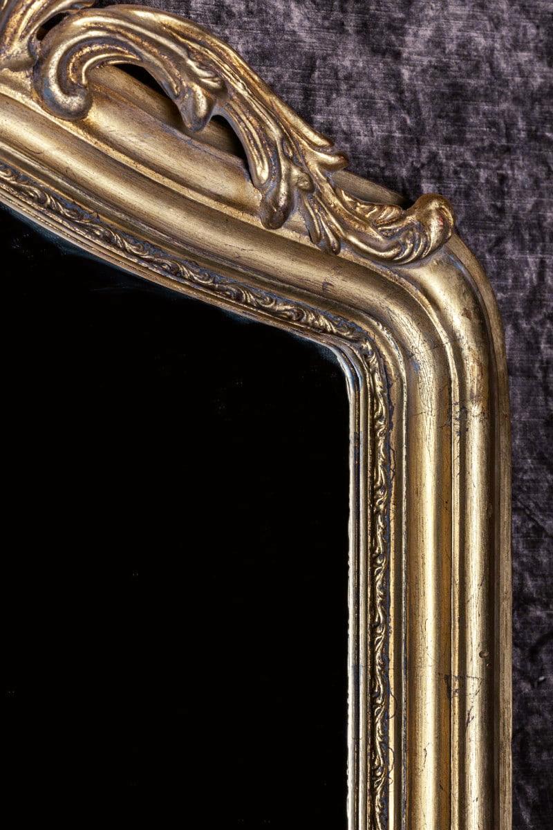 Louis Philippe French Hand Carved Beveled Mirror in Hand Gilt Frame