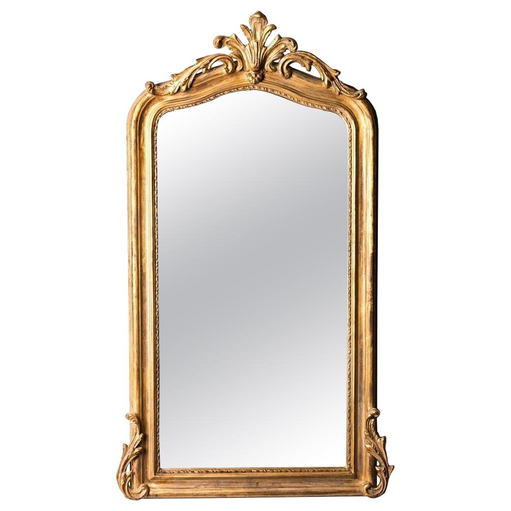 French Hand Carved Beveled Mirror in Hand Gilt Frame