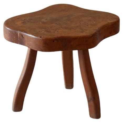 French hand carved Burl wood Three Legged Stool (1 of 4)