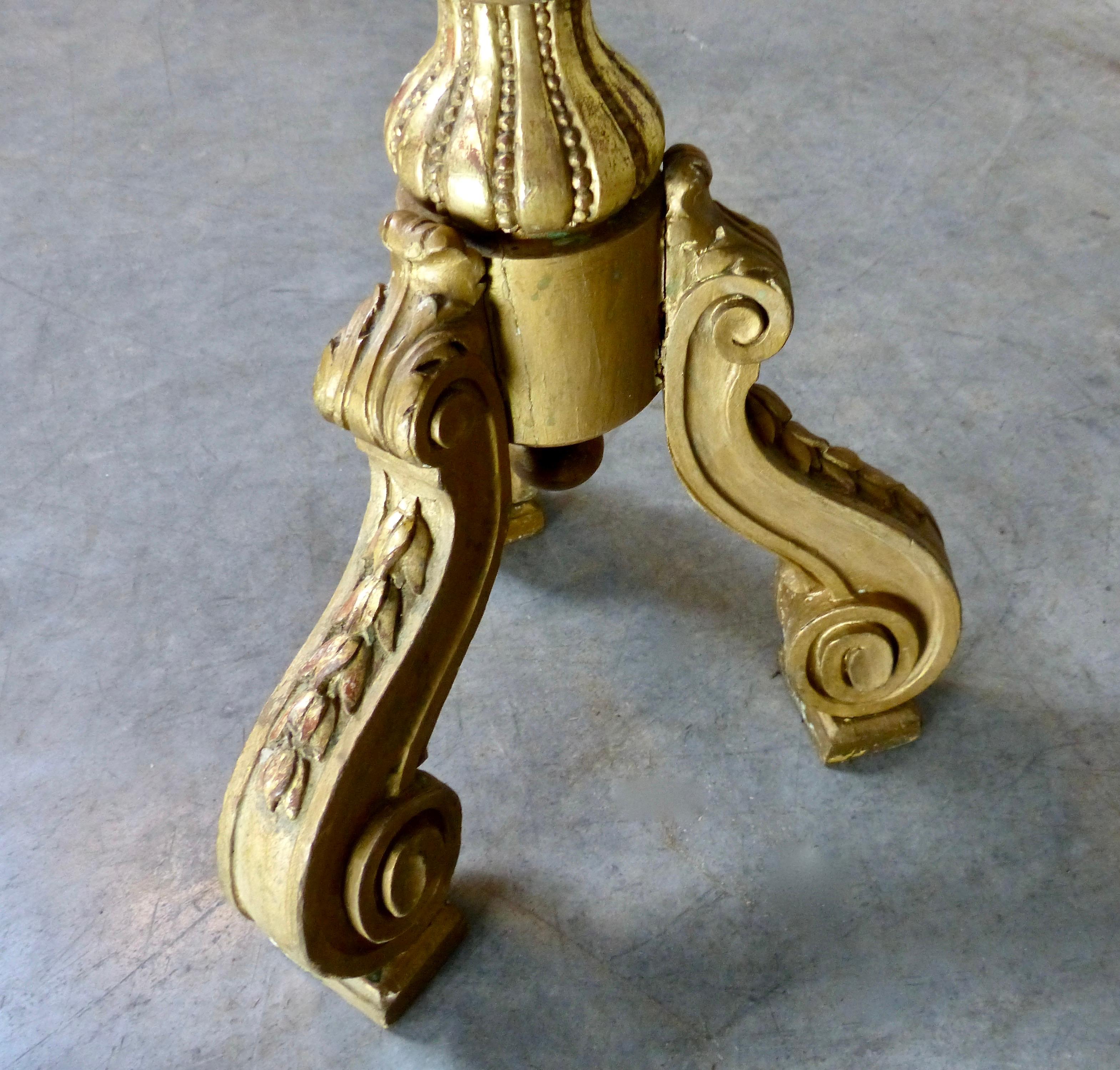 Late 19th Century French Hand Carved Gilt Wood Stand, circa 1880 For Sale