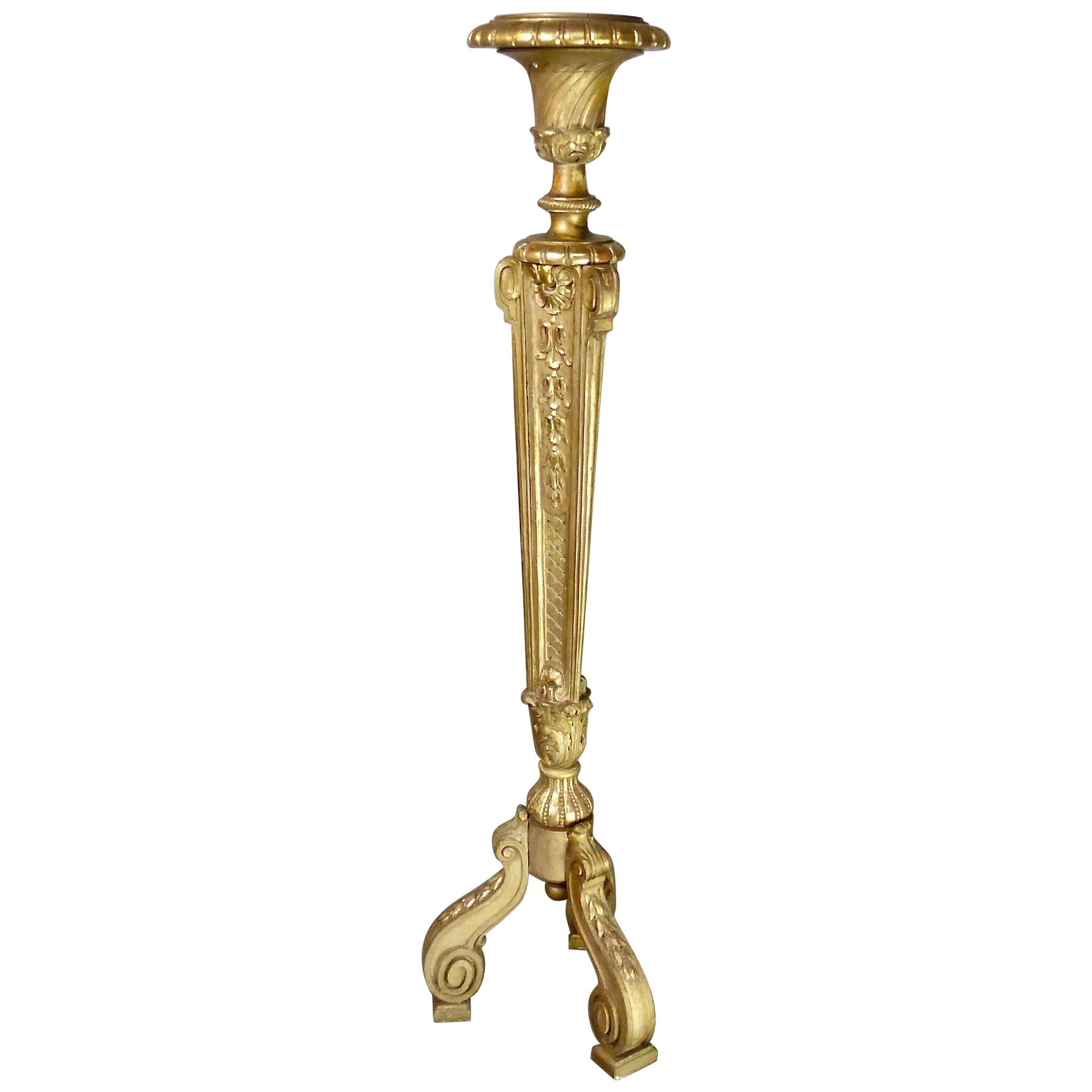 French Hand Carved Gilt Wood Stand, circa 1880 For Sale