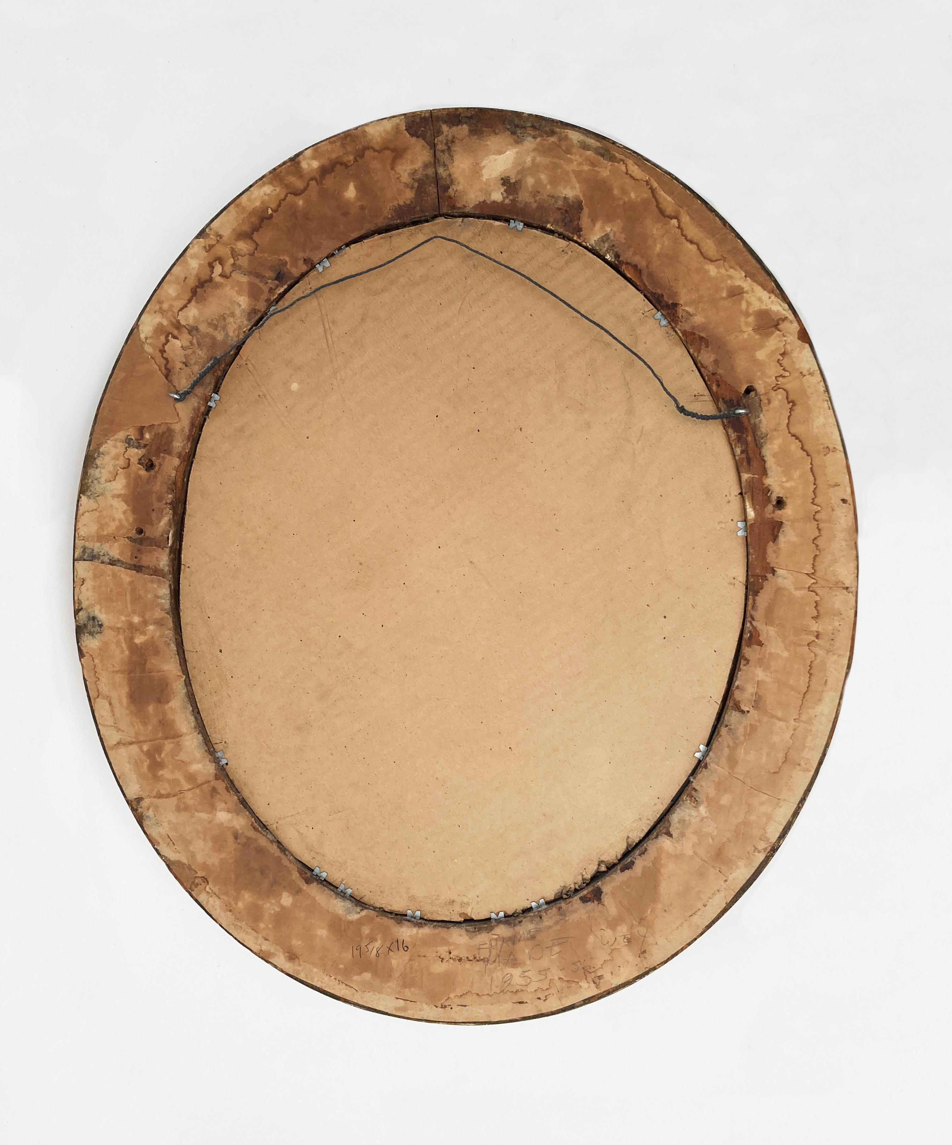 French Hand-Carved Gold Gilt Oval Mirror C. 1855 6