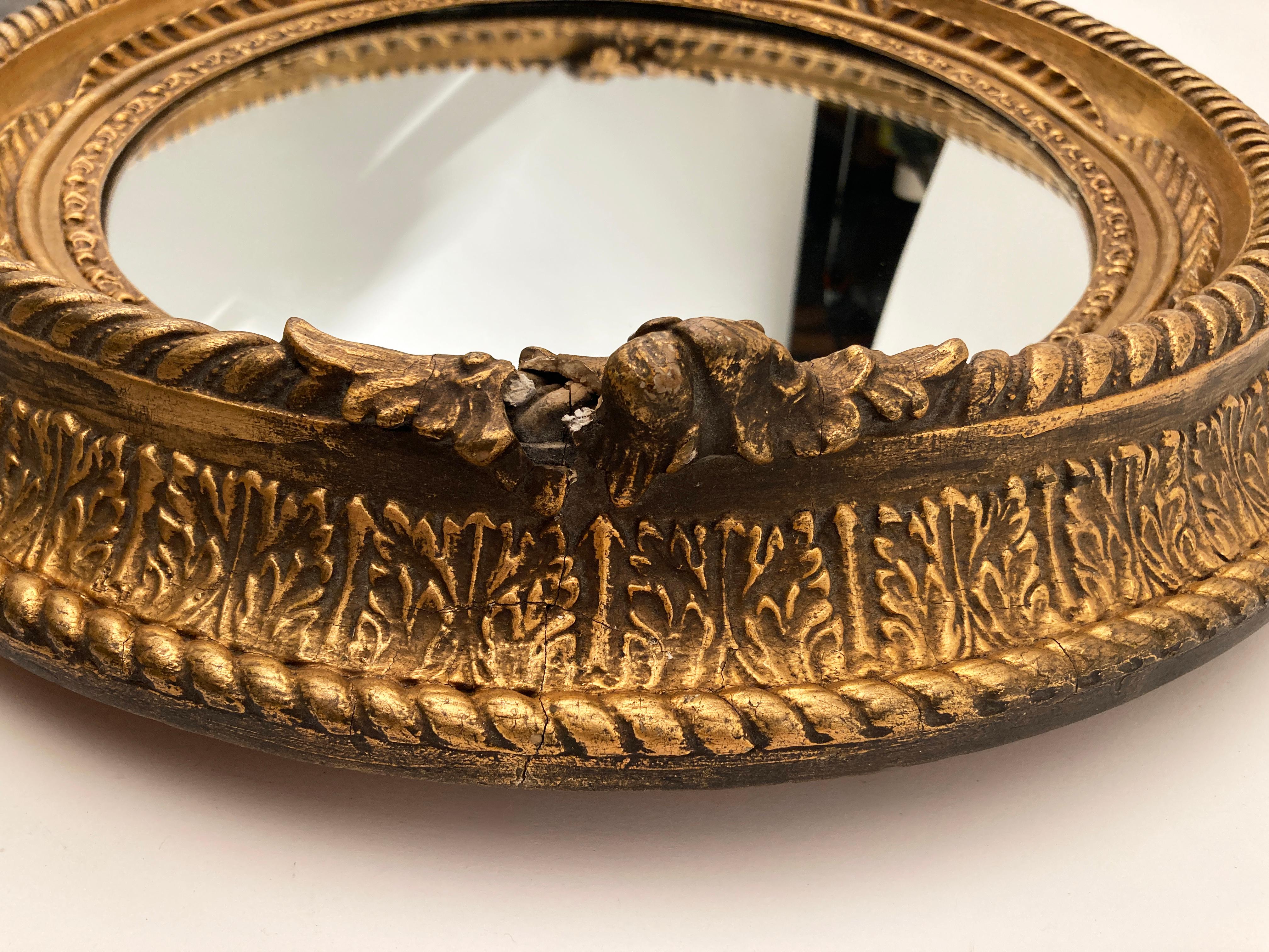 Neoclassical French Hand-Carved Gold Gilt Oval Mirror C. 1855