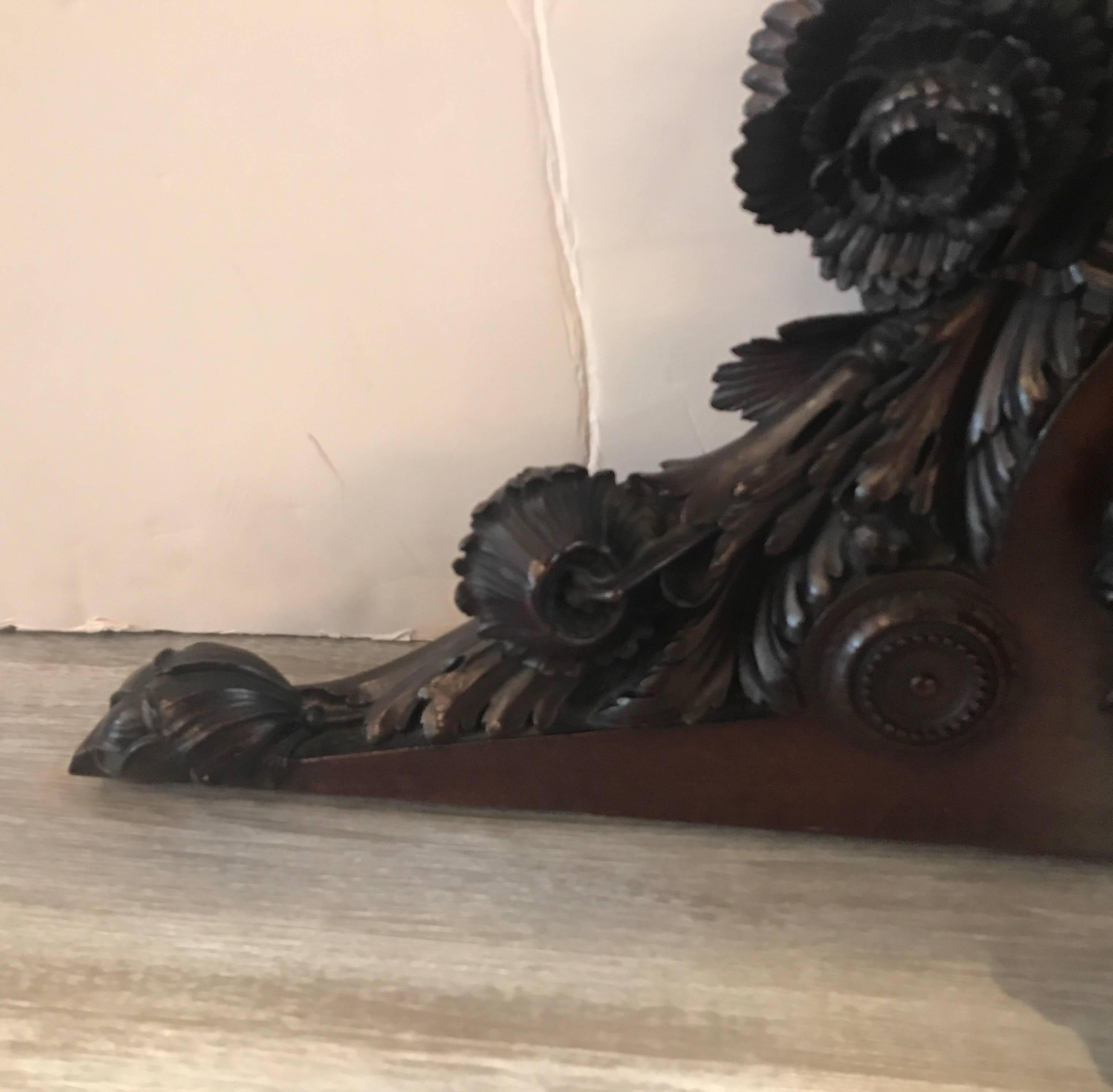 Mid-19th Century French Hand-Carved Mahogany Pediment Plaque