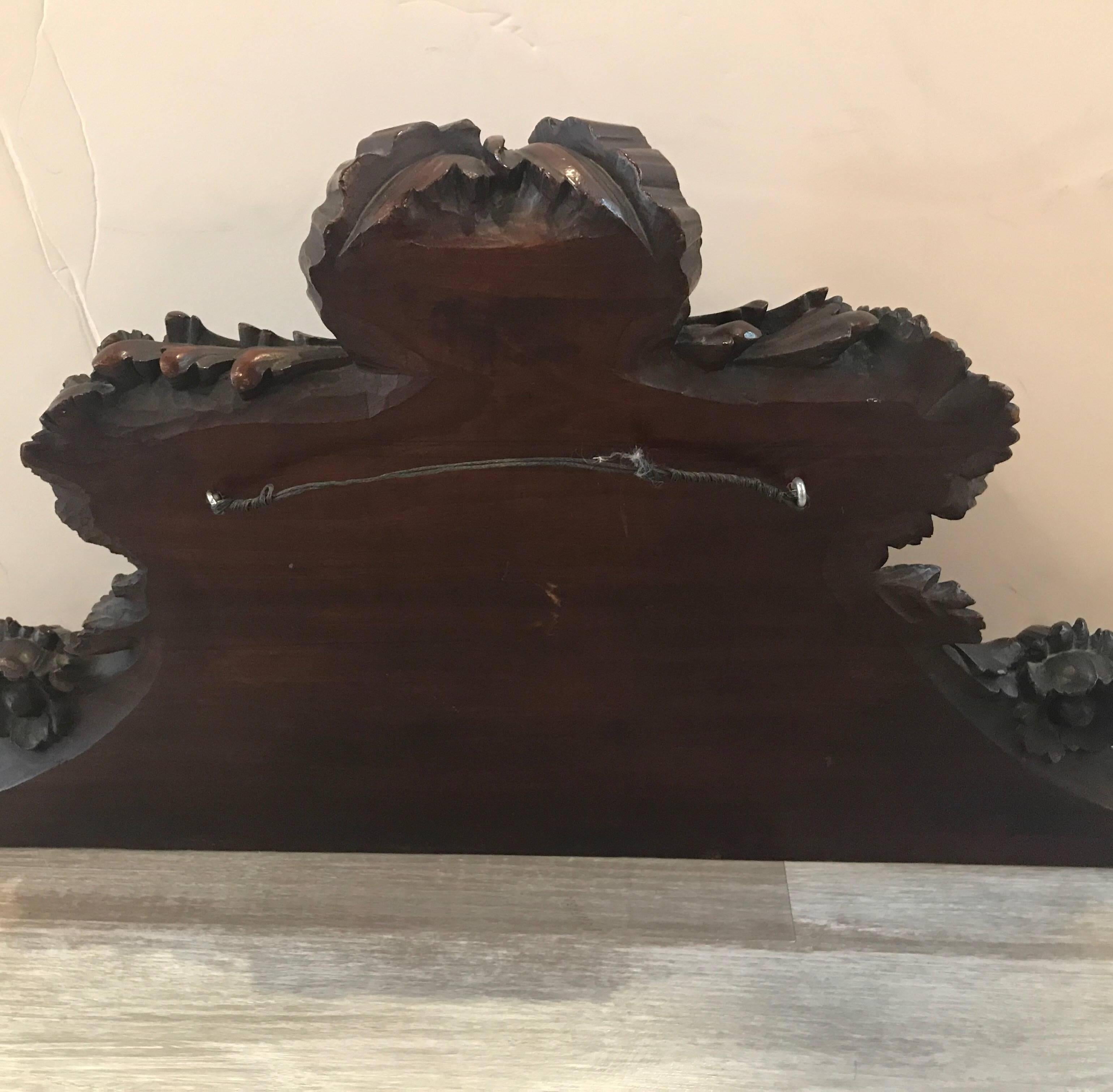 French Hand-Carved Mahogany Pediment Plaque 5
