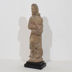 French Hand Carved Oak Statue Of Saint John The Evangelist Circa 1550-1650