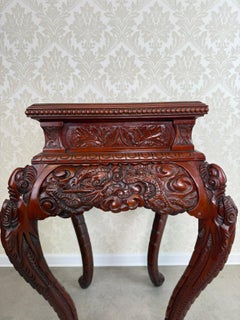 French Hand-Carved Oriental Style Side Table with Dragon Motif, c. 1890