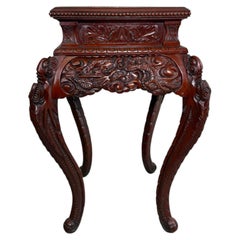 French Hand-Carved Oriental Style Side Table with Dragon Motif, c. 1890