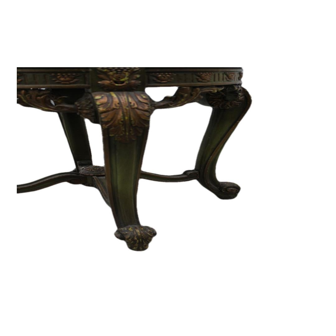 French Hand Carved & Painted Side Table w/ Marble Top For Sale 1