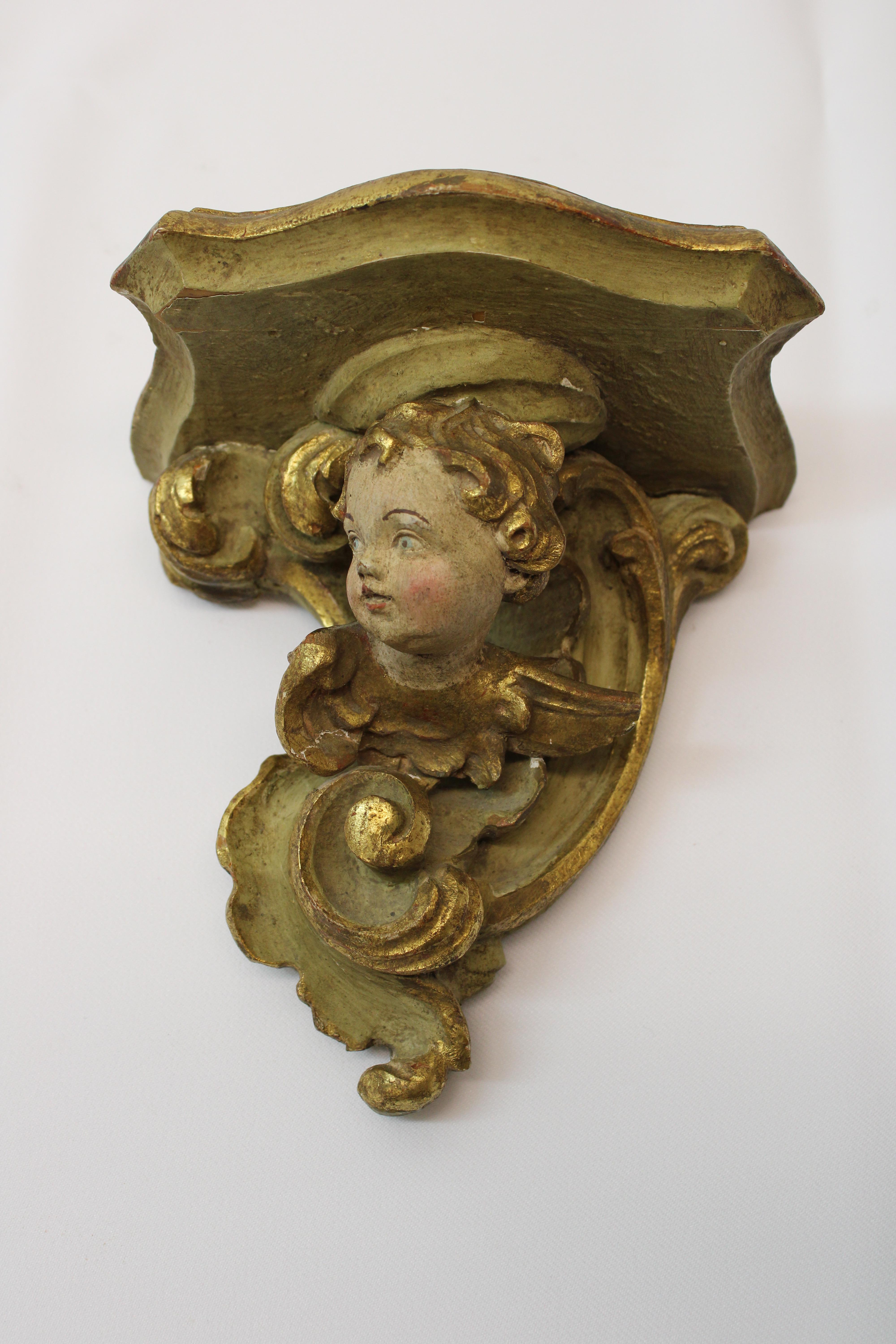 French Hand Carved Putti Wall Shelves In Good Condition For Sale In San Francisco, CA