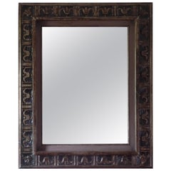 French Hand Carved Silver and Gilt Wood Mid-Century Modern Neoclassical Mirror