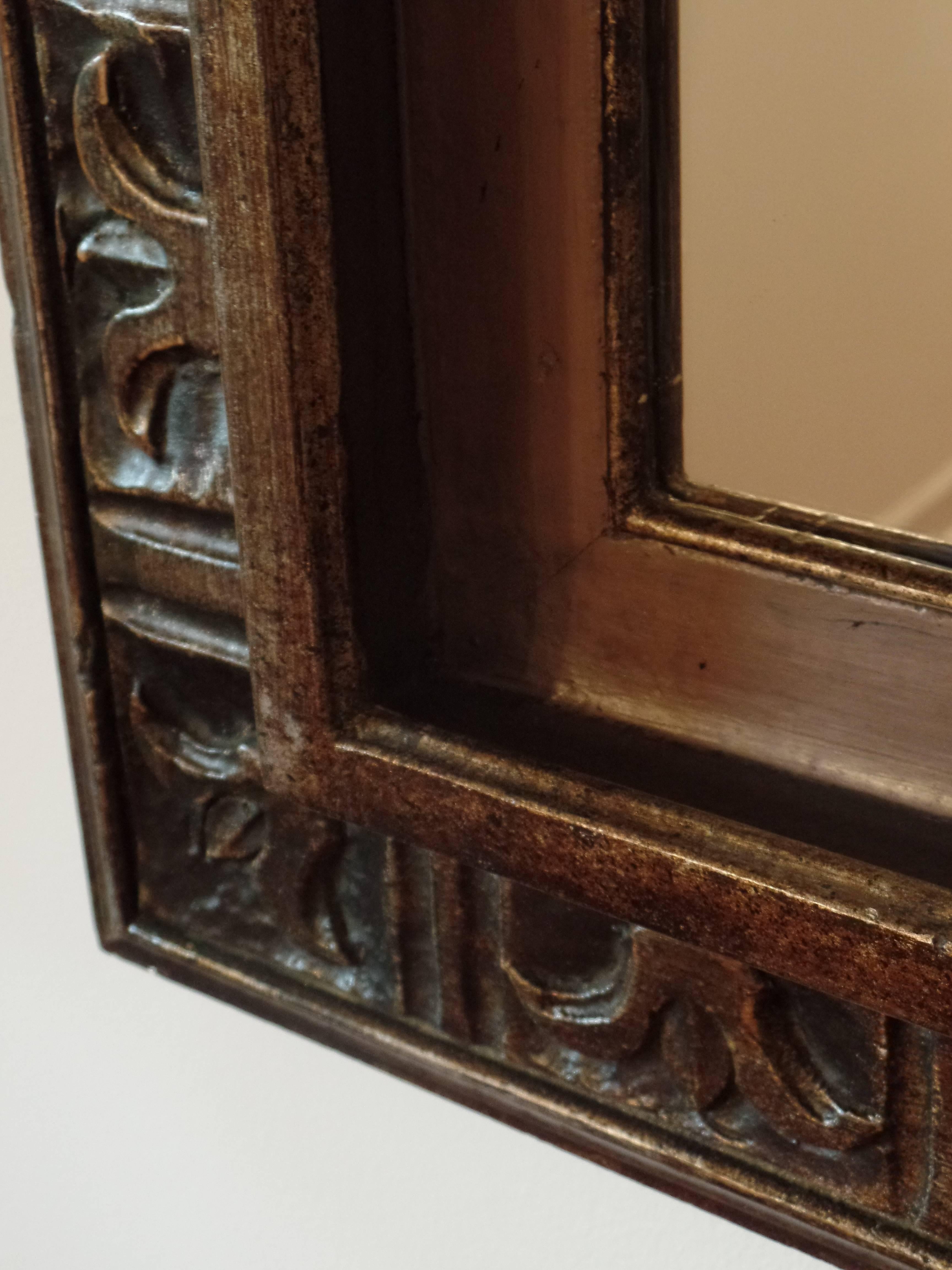 Mid-20th Century French Hand Carved Silver and Gilt Wood Mid-Century Modern Neoclassical Mirror