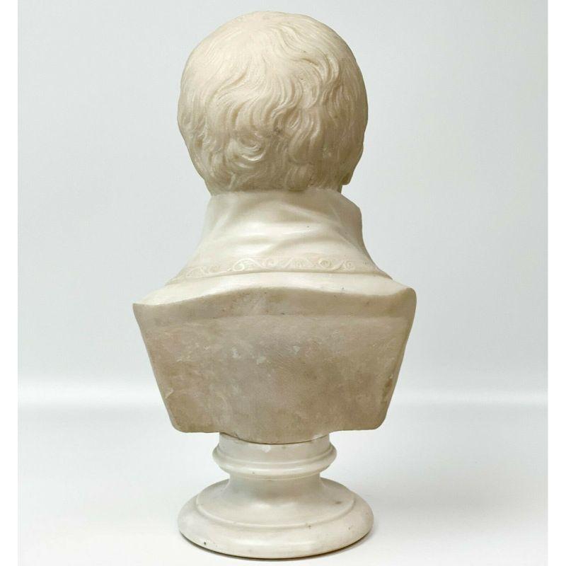 Hand-Carved French Hand Carved Solid Marble Bust of Napoleon Bonaparte, 1st Half 19th Century