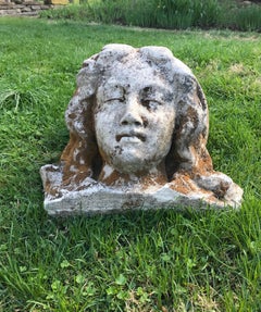 French Hand Carved Stone Head of the Virgin from the Croix Rouge, Lyon, France