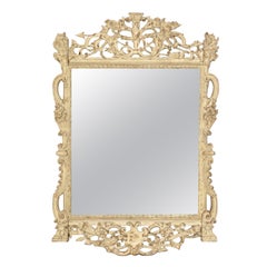 Specchio francese intagliato a mano Tan White Wash