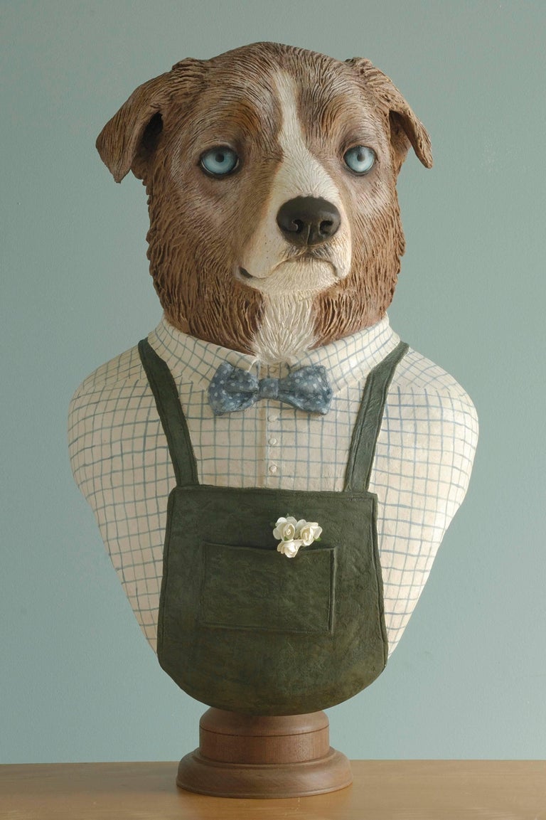 French HandCarved Unique Creation PapierMâché Animal Busts at 1stDibs