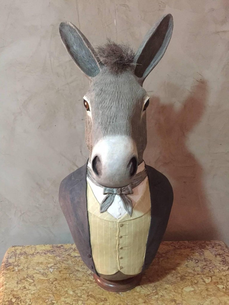 French Hand-Carved Unique Creation Papier-Mâché Animal Busts at 1stDibs