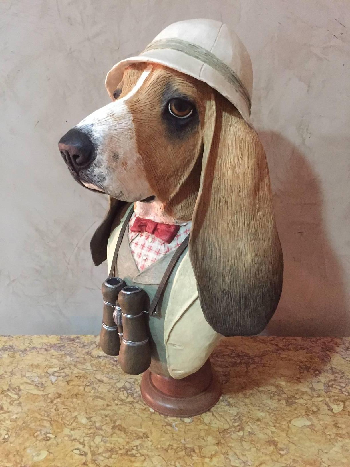 Papier Bustes d'animaux en papier mâché, sculptés à la main, création unique