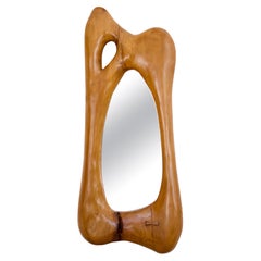 French Hand Carved Wall Mirror in a Large Organic Modern Form