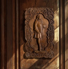 French Hand Carved Walnut Panel - Playwright Jean Racine (1639–1699) dated 1889