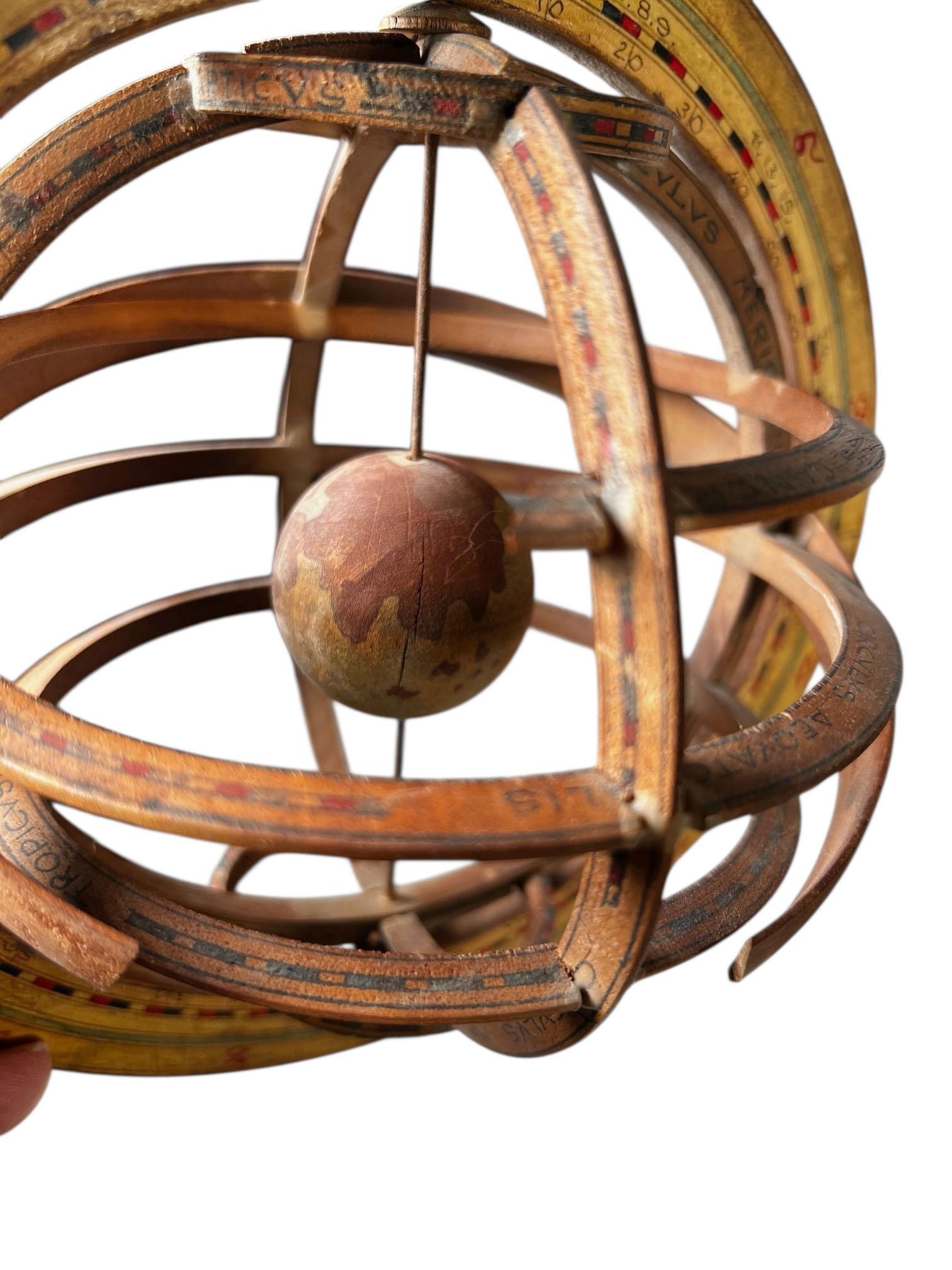 French Hand Carved Wooden Armillary For Sale 6