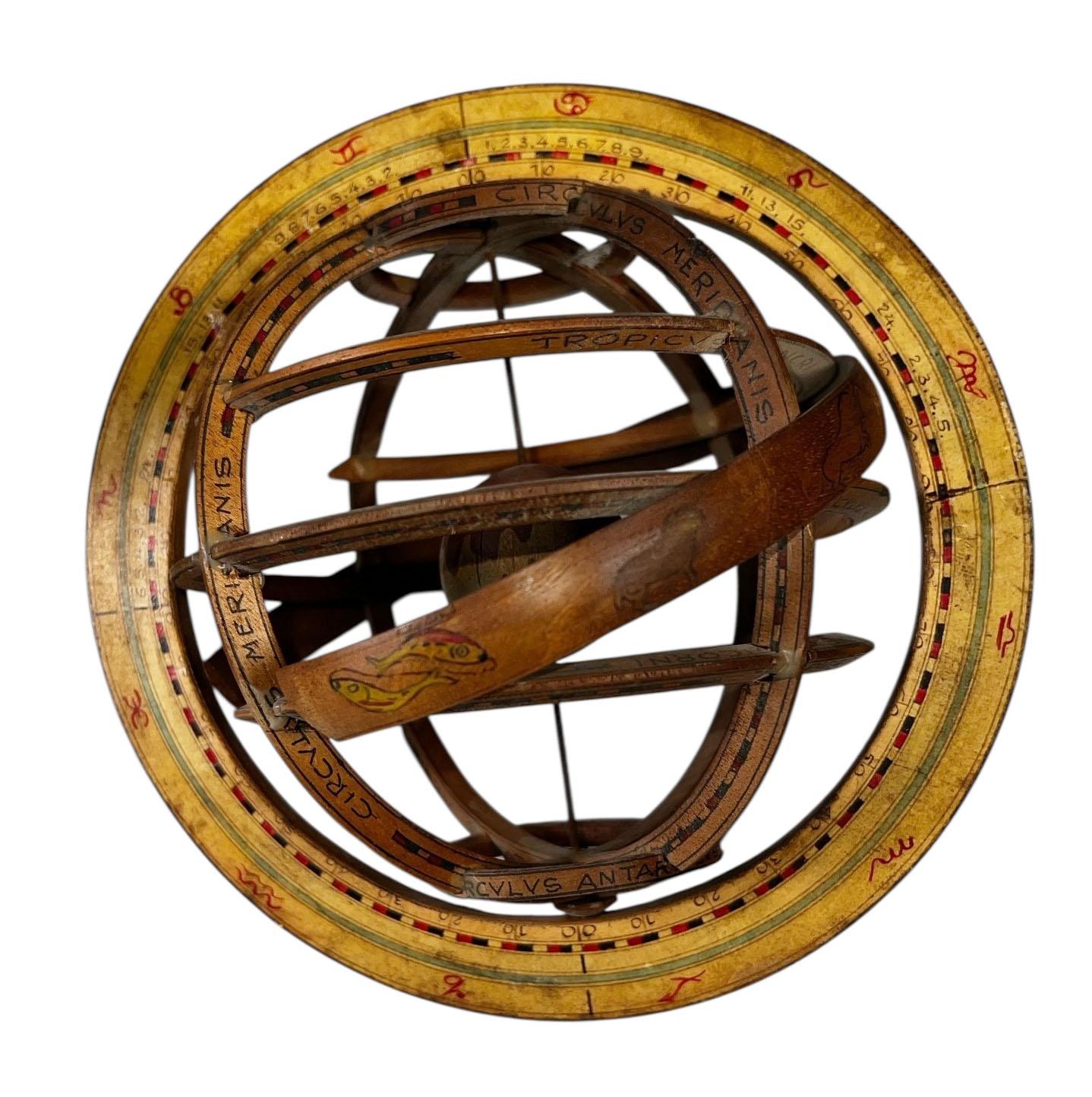French Hand Carved Wooden Armillary For Sale 9