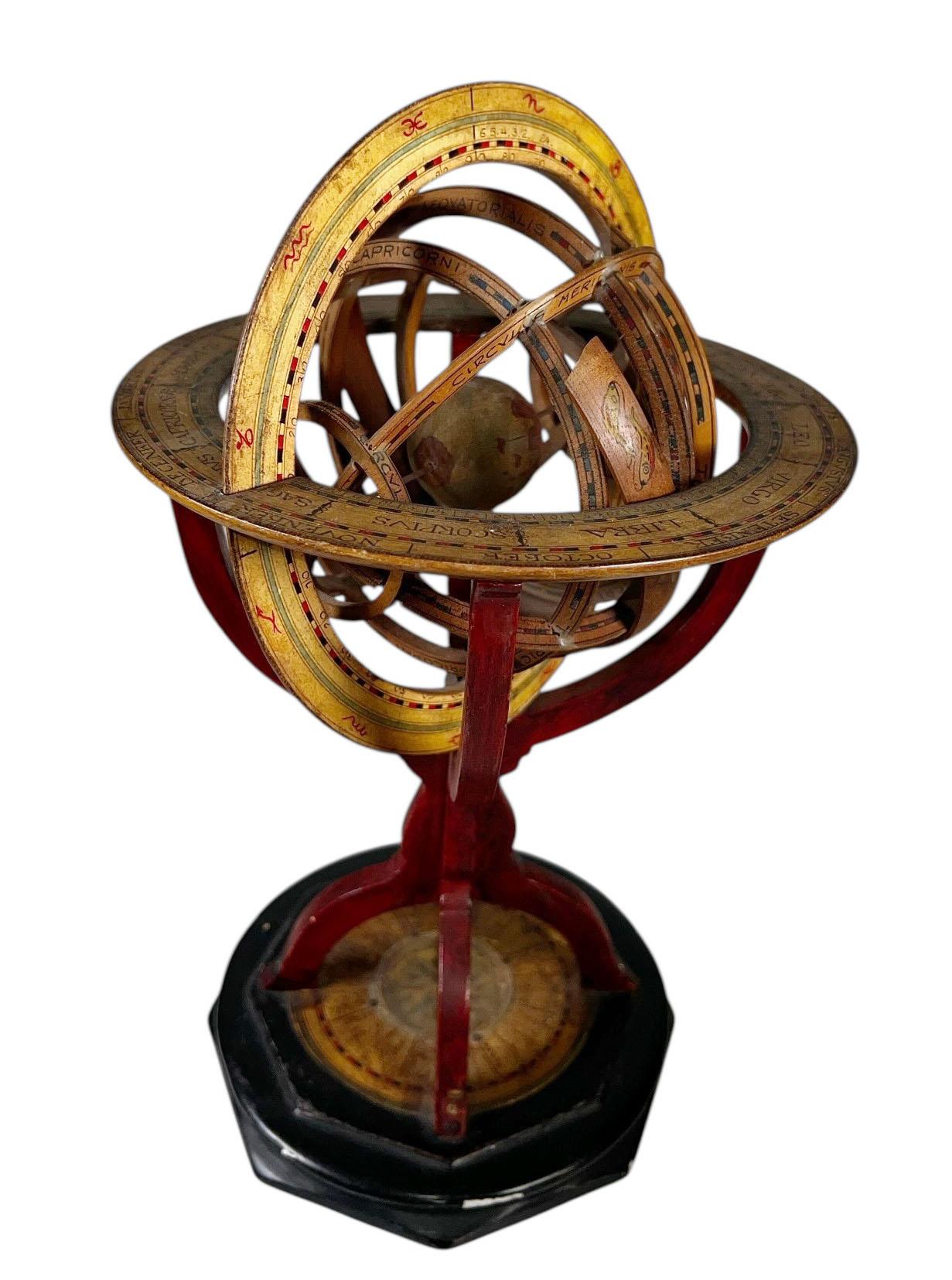 French Hand Carved Wooden Armillary For Sale 11