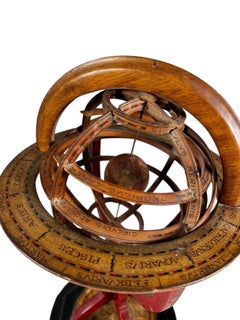 French Hand Carved Wooden Armillary