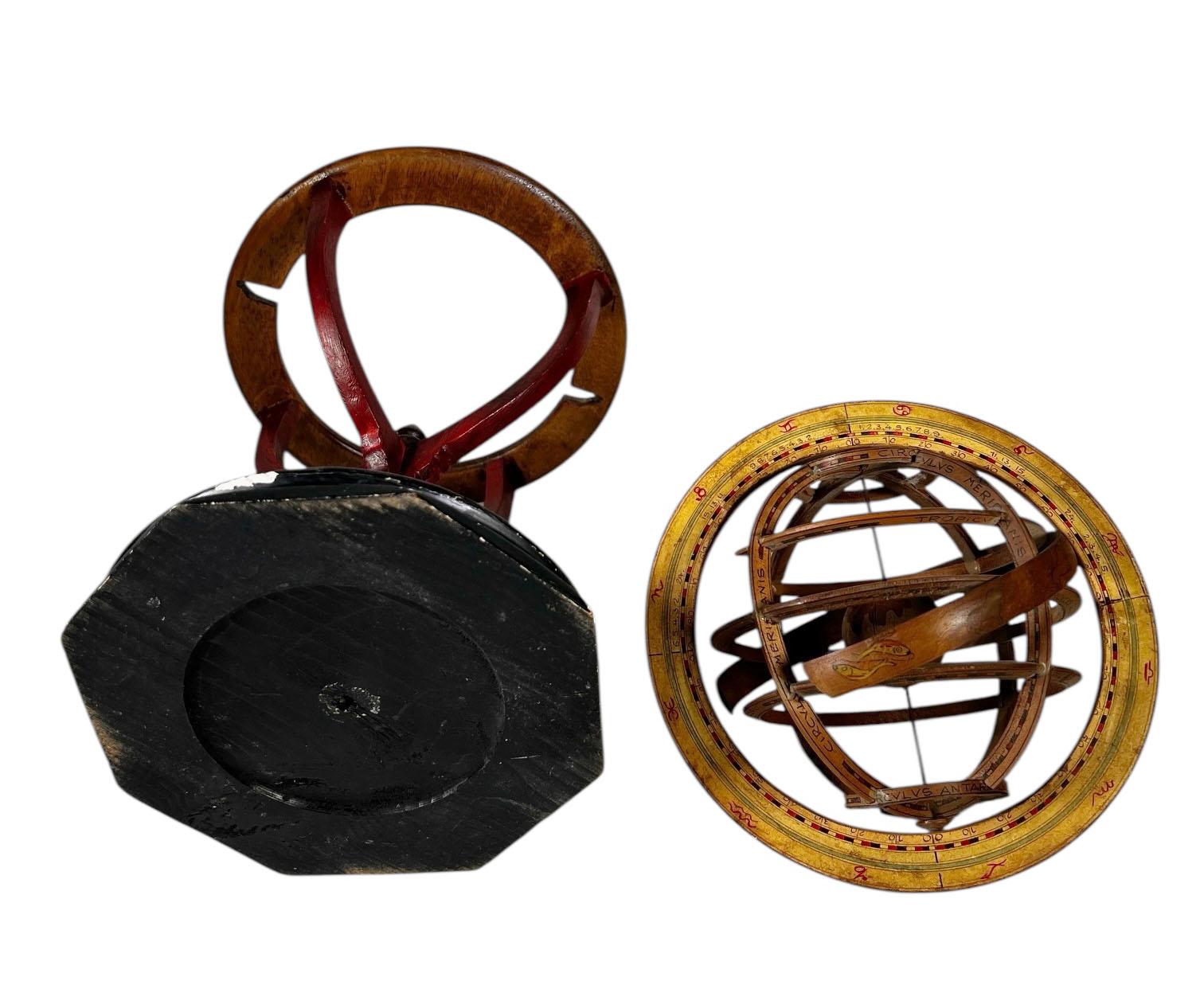 Early 20th Century French Hand Carved Wooden Armillary For Sale