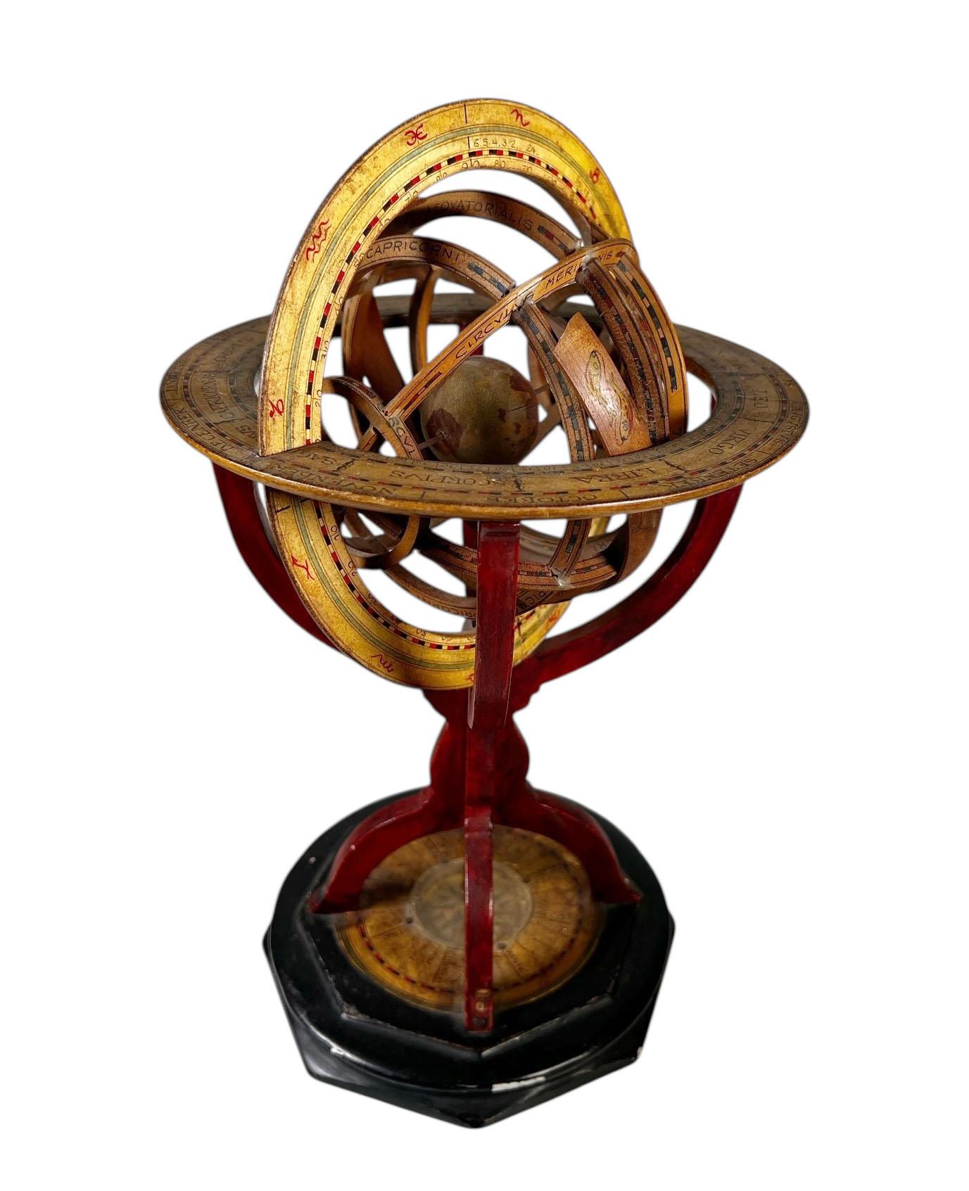 French Hand Carved Wooden Armillary For Sale 2