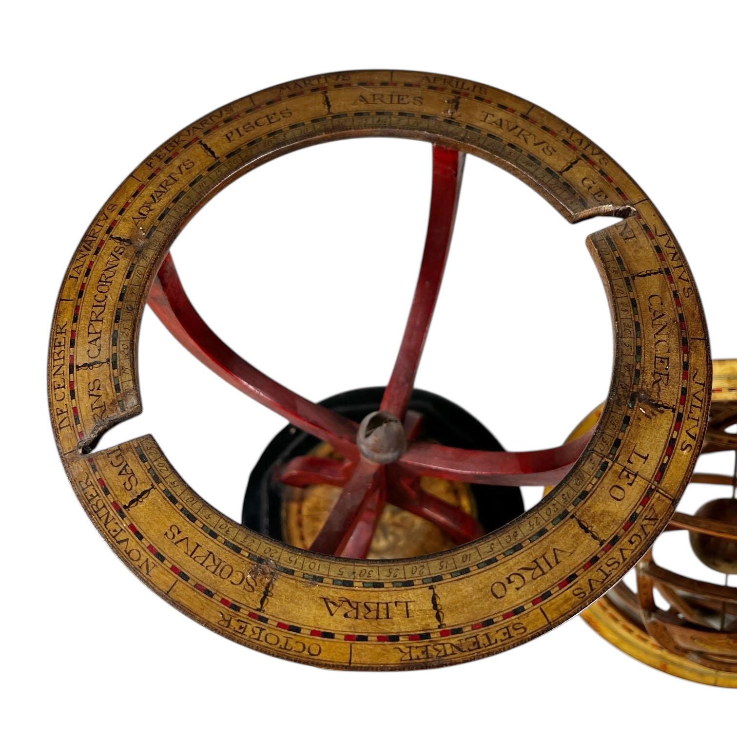 French Hand Carved Wooden Armillary For Sale 4