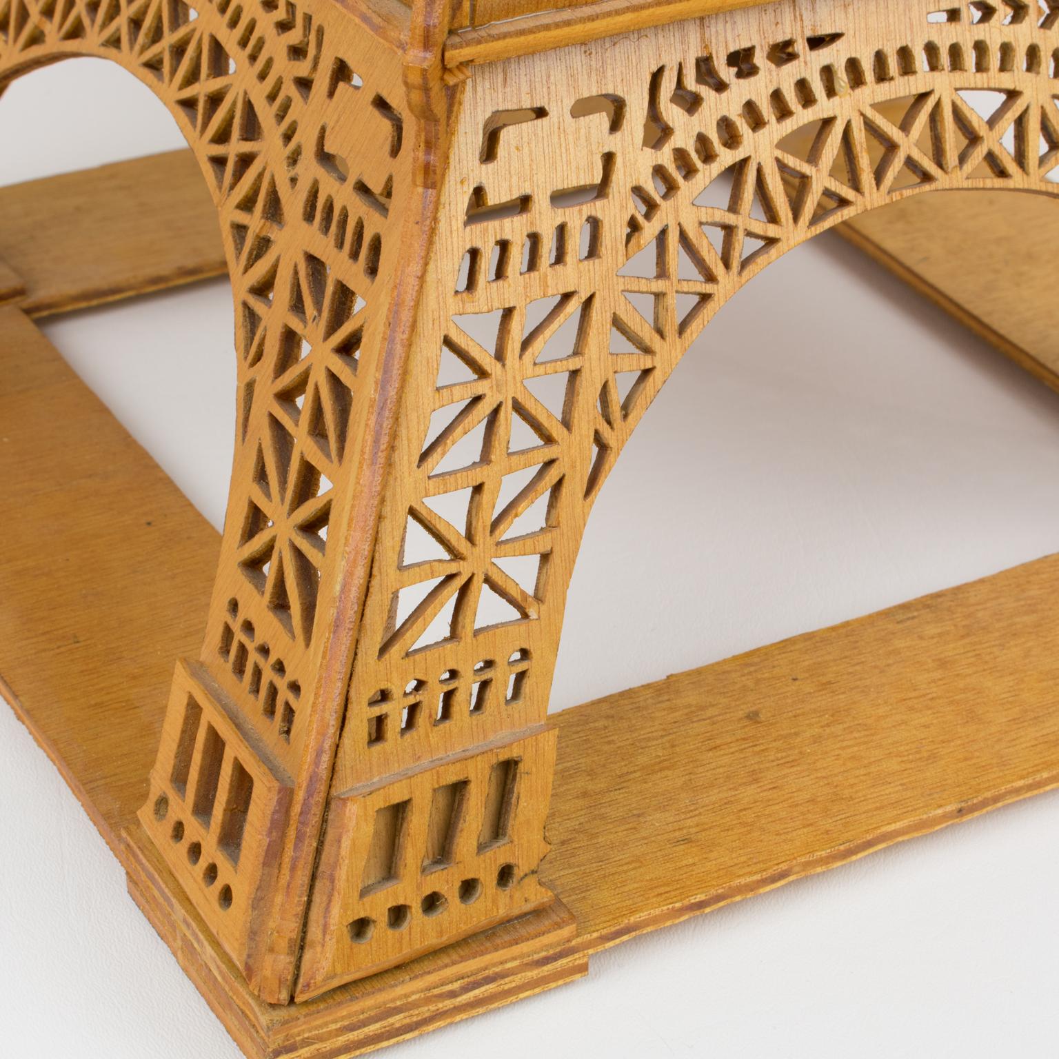French Hand Carved Wooden Eiffel Tower Model For Sale 4